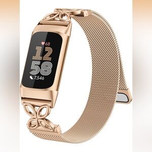 GEAK Metal Band Fitbit Adjustable Bracelet Watch Strap Replacement Rose Gold NEW